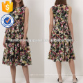 Neue Mode Schwarze Blume Multi Blumendruck Tee Kleid Herstellung Großhandel Mode Frauen Bekleidung (TA5229D)
